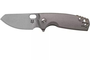 fox knives baby core folding pocket knife, m390 super steel blade, carbon fiber, micarta, or titanium handle options, designed by jesper voxnæs, made in italy (titanium)