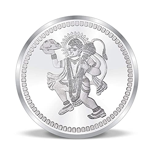 Precious Moments Silver Coin Of Hanuman Ji/ Religious Coin Of Bajrangbali (10 Gram Pack Of 1)