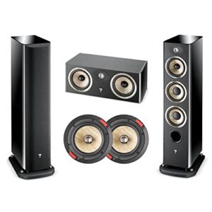 focal aria 926 black tower speaker pair, cc900 black center speaker and f300icw6 in-wall/in-ceiling speaker pair