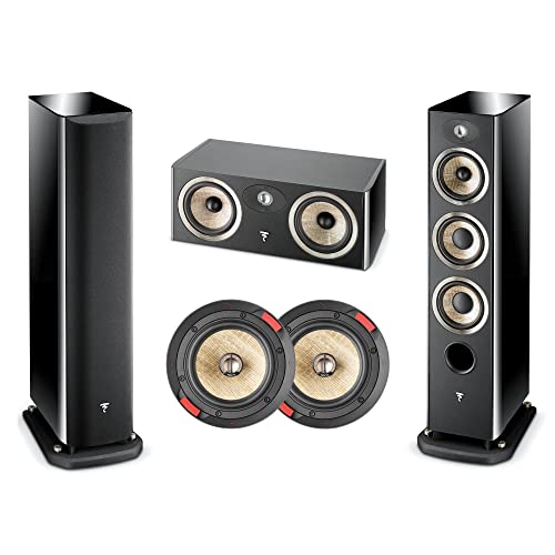 Focal ARIA 926 Black Tower Speaker Pair, CC900 Black Center Speaker and F300ICW6 in-Wall/in-Ceiling Speaker Pair