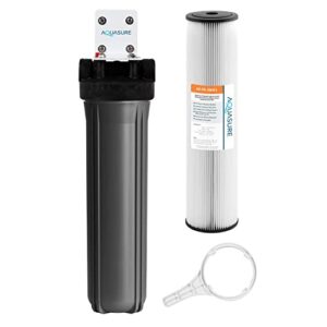 aquasure fortitude v2 series high-flow whole house pleated sediment water filter - 30 micron large size