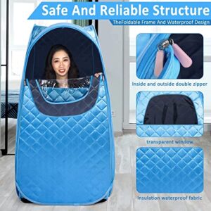 Tabeskly Portable Personal Sauna for Home Indoor Foldable Steam Sauna Tent Room Full Body Steamer Kit One Single Person Mini Sauna Spa Box Portatil Individual (Blue) US Plug