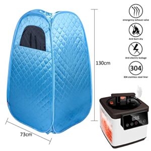 Tabeskly Portable Personal Sauna for Home Indoor Foldable Steam Sauna Tent Room Full Body Steamer Kit One Single Person Mini Sauna Spa Box Portatil Individual (Blue) US Plug