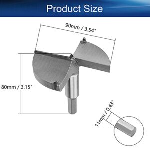 Bettomshin 1Pc 90mm Forstner Drill Bits, Tungsten Carbide Wood Hole Saw Auger Opener, Woodworking Hinge Hole Drilling Boring Bit Cutter Gray