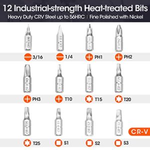 ValueMax 13-in-1 Multi-bit Ratcheting Screwdriver Set Tool All in One, Portable Multi-purpose Ratchet Screw-driver, Slotted/Philips/Torx/Square