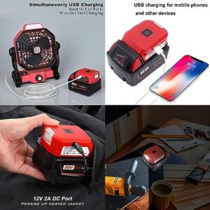 Dual USB Charger Adapter Replacement for Milwaukee M18 Power Source 49-24-2371 with LED Work Light, Compatible with Milwaukee M18 Battery 48-11-1850 48-11-1862 48-11-1820