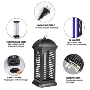 Bug Zapper Outdoor Electric, Mosquito Zapper Outdoor, Mosquito Trap, Fly Zapper Outdoor and Indoor (Black)