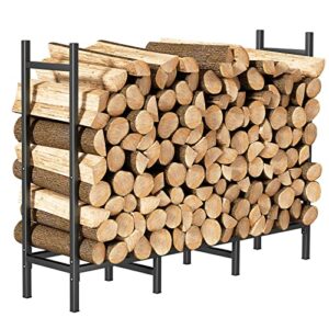 smusei firewood rack outdoor indoor 4ft heavy duty log holder adjustable firewood storage rack stand for fireplace, porches, patios, 4ft