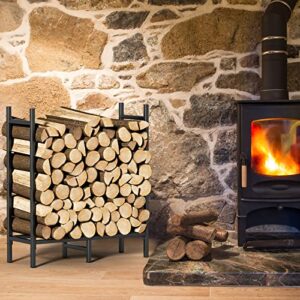 smusei Firewood Rack Outdoor Indoor 4Ft Heavy Duty Log Holder Adjustable Firewood Storage Rack Stand for Fireplace, Porches, Patios, 4Ft