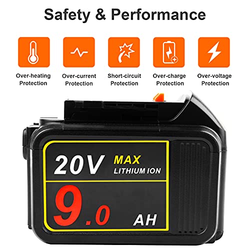 TREE.NB DCB209 20V 9000mAh Battery Replacement for Dewalt N123283 DCB201-2 DCB200 DCB203 DCB204 DCB206 DCB181-XJ DCB181 DCB180 20V DCF/DCD/DCG/DCS Series Cordless Tools with LED Indicator