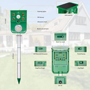 Careland Cat Repellent Outdoor Solar Animal Repeller Ultrasonic Deer Repellent Devices with Flashing Light Simulate Dog Barking, Gunshots, and Eagle Barking to Scare Away Animals from Your Garden