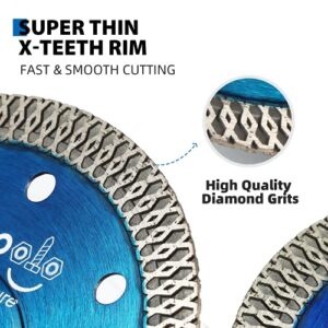 amoolo 4-1/2" Diamond Saw Blade, X-Teeth Diamond Blade for Porcelain, Tile, Brick, Granite and Concrete (4.5"-3pcs)