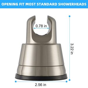 iFealClear Suction Cup Shower Head Holder, Vacuum Suction Handheld Shower Holder Bracket, Removable Wall Mount Holder with Vacuum Suction Cup for Bathroom, No Shower Head Adjustment, Brushed Nickel