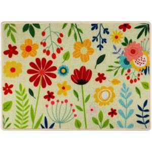 aneco spring flower welcome mat non-slip front doormat decorative floor mats large size party holiday entrance doormats for indoor outdoor decoration, 28 x 20 inch
