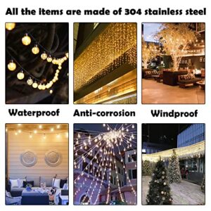 BESTEEL String Light Hanging Kit with 200 Feet Nylon Coated Stainless Steel 304 Wire Rope, String Lights Suspension Kit Included Enough Accessories, Humanized Collocation, Easy to Install