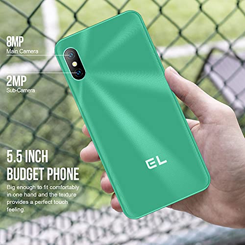 KXD EL 6C Android Phone 5.5”Full Screen Mobile Phone 8MP Camera Dual SIM Card with 64GB Expandable MicroSD Smartphone 16GB ROM 4G Unlocked Cell Phone US Version Green