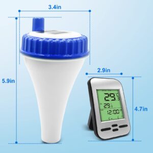 Pool Thermometer, Wireless Floating Easy Read, Solar Remote Digital Outdoor Floating Thermometers for Swimming Pool, Bath Water, and Hot Tubs