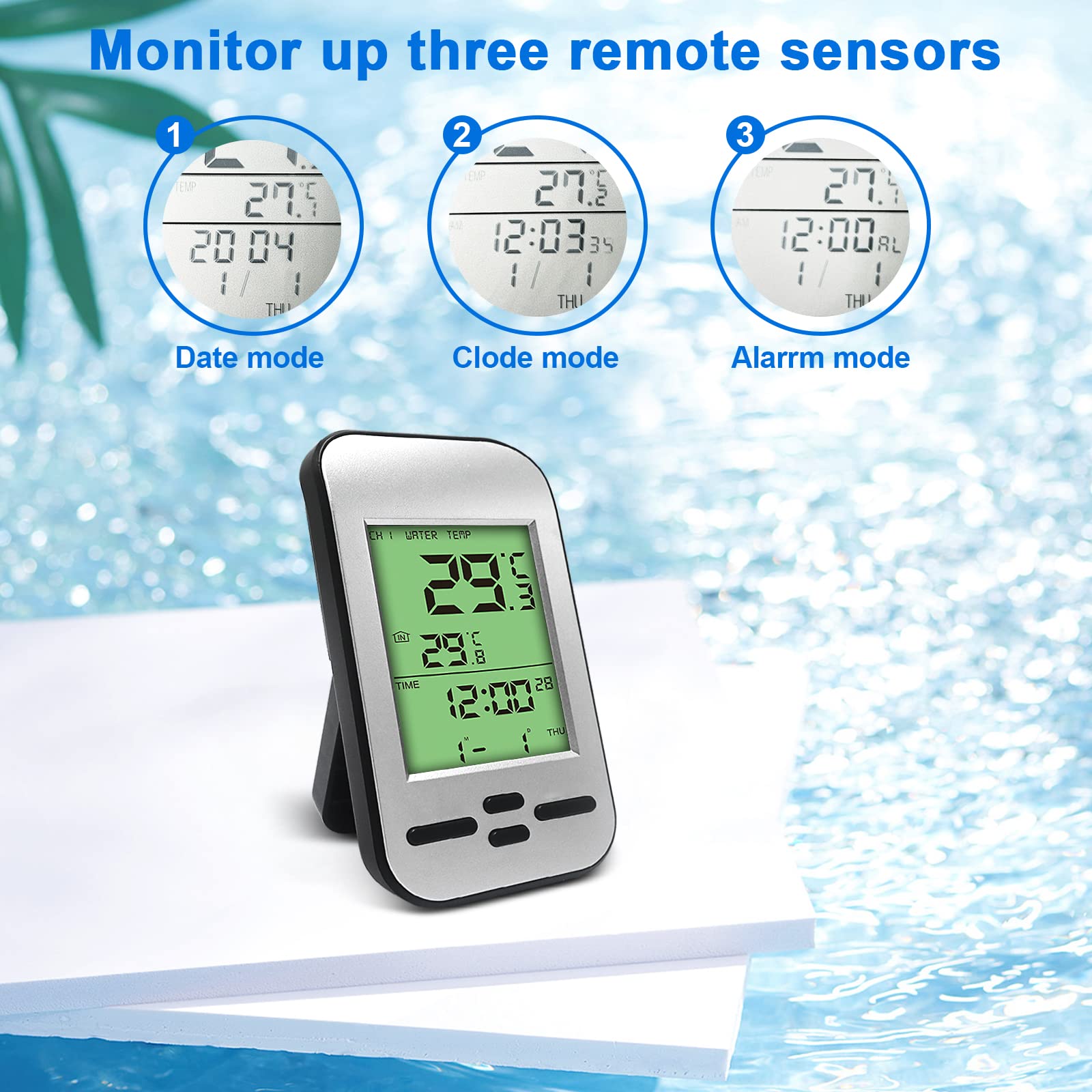 Pool Thermometer, Wireless Floating Easy Read, Solar Remote Digital Outdoor Floating Thermometers for Swimming Pool, Bath Water, and Hot Tubs