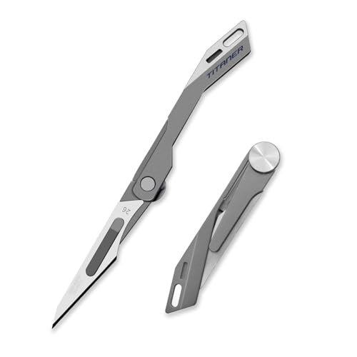 TITANER Titanium EDC Folding Small Pocket Scalpel Knife,Utility Knife,Craft Exacto Knife Blades Suitable for Pedicure, Fishing, Skinning, Fine Cutting (Falcon 2.0)