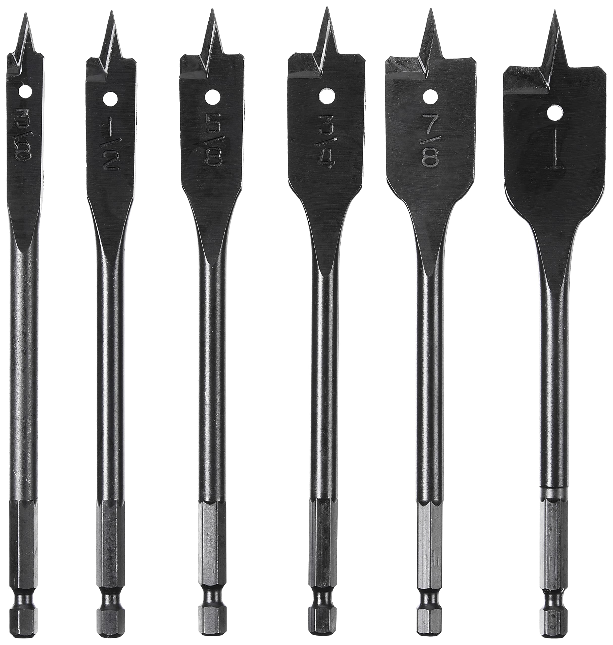 Amazon Brand - Denali 6-Piece Spade Bit Set, 3/8-Inch to 1-Inch