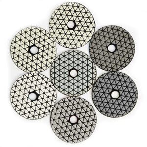 keeywolt diamond dry polishing pads 7 steps grit 50# 100# 200# 400# 800# 1500# 3000# abrasive disc for granite marble concrete flexible grinding (4", dry polishing)…