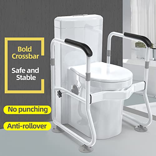 Toilet Rail Bathroom Safety Frame Medical Railing Helper for Elderly, Handicap, Disabled, Seniors,Bariatric Assist Handrail Grab Bar Adjustable Height,Padded Arms Fit Most Toilet Seats