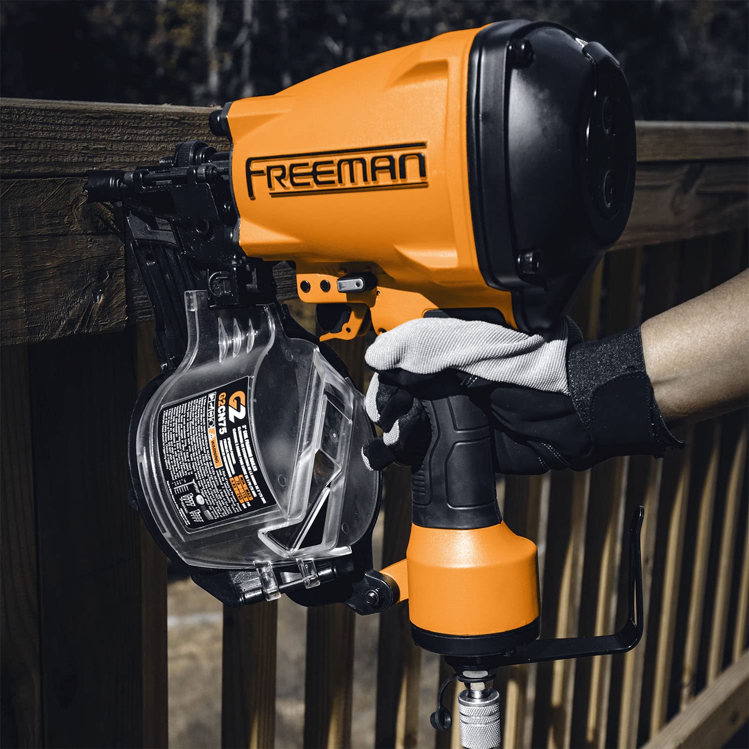 Freeman G2CN75 2nd Generation Pneumatic 15 Degree 3" Coil Framing Nailer with Adjustable Metal Belt Hook and 1/4" NPT Air Connector