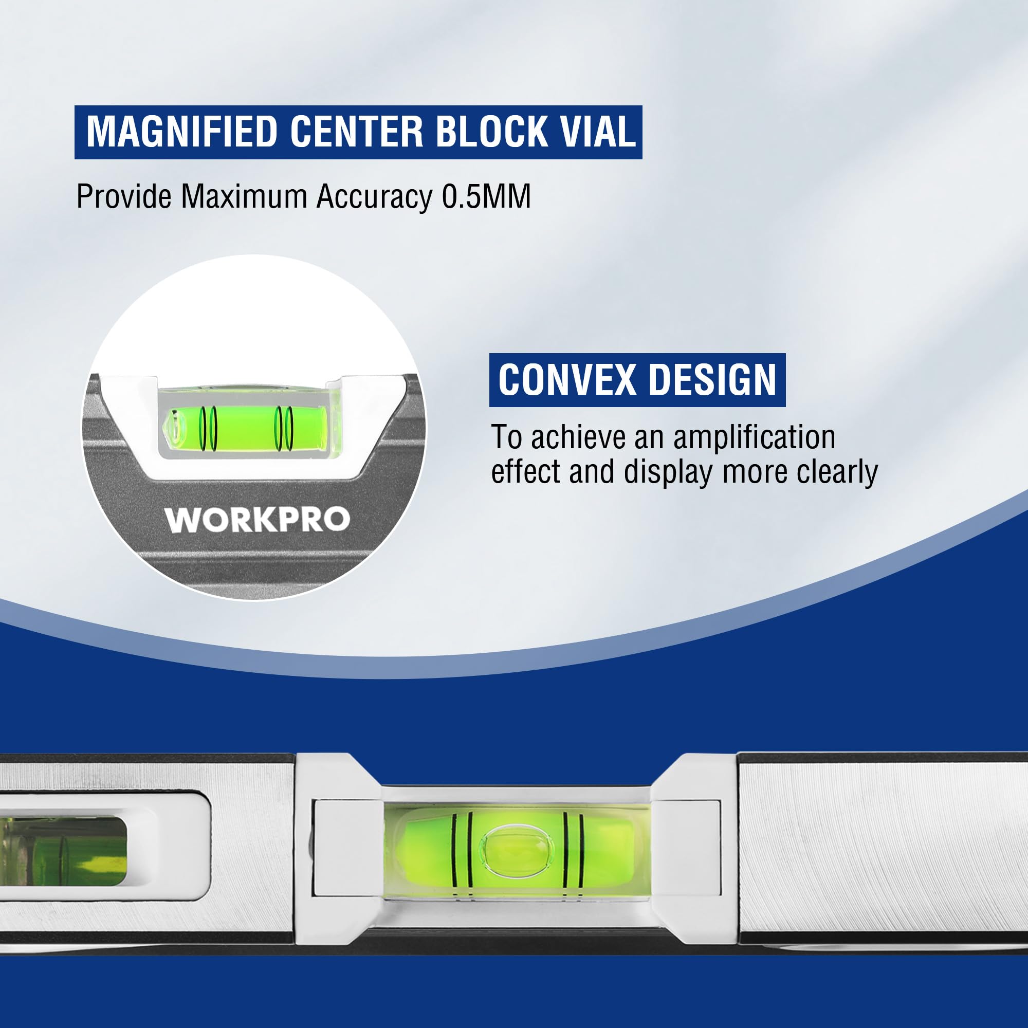 WORKPRO 10 Inch Torpedo Level, Small Leveler Tool, 3 Bubble Vials, Verti. Site, for Conduit Bending, Aluminum Alloy Construction