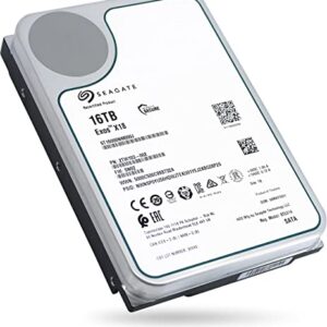Seagate Exos X18 16TB Enterprise HDD - CMR 3.5 Inch Hyperscale SATA 6Gb/s, 7200 RPM, 512e and 4Kn FastFormat, Low Latency with Enhanced Caching (ST16000NM000J) (Renewed)