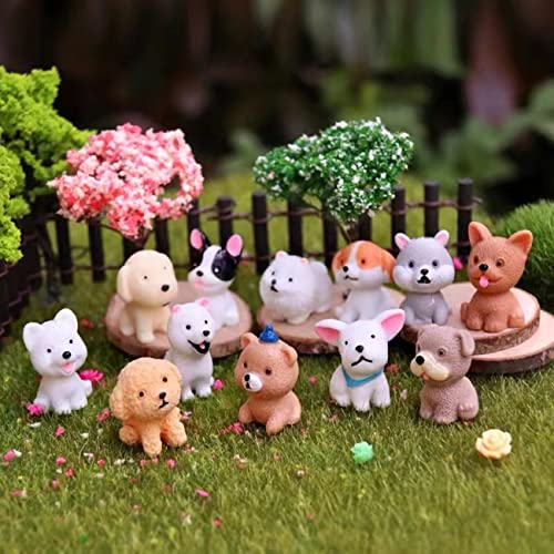 LONCESS Fairy Garden Accessories, 12 Pcs Dog Miniature Figurines, Realistic Animals Dog for Fairy Garden, Miniature Terrarium Crafts,Ornament for Home Office, Cake Toppers