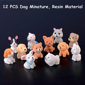 LONCESS Fairy Garden Accessories, 12 Pcs Dog Miniature Figurines, Realistic Animals Dog for Fairy Garden, Miniature Terrarium Crafts,Ornament for Home Office, Cake Toppers