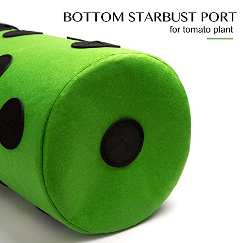 2 Pack Green Upside Down Tomato & Herb Planter, Outdoor Hanging Durable Aeration Fabric Strawberry Planter Bags