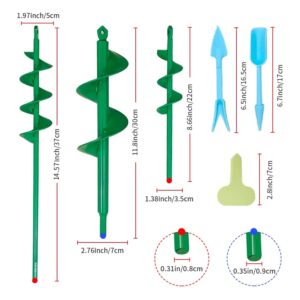 Auger Drill Bit for Planting 3PCS, Garden Bulb Drill Bit Auger for 3/8" Hex Drive Drill,Garden Spiral Hole Drill Planter for Ground Beach Post Hole Digger Bedding Digging Planter Green (Sets of 3)