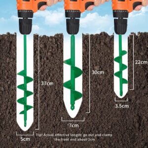 Auger Drill Bit for Planting 3PCS, Garden Bulb Drill Bit Auger for 3/8" Hex Drive Drill,Garden Spiral Hole Drill Planter for Ground Beach Post Hole Digger Bedding Digging Planter Green (Sets of 3)