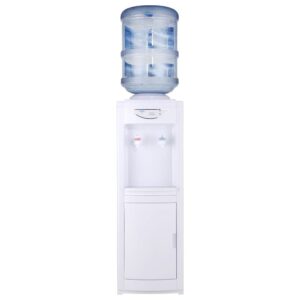 water cooler dispenser for 5 gallon, hot and cold top loading water dispenser with storage cabinet child safety lock for indoor home office
