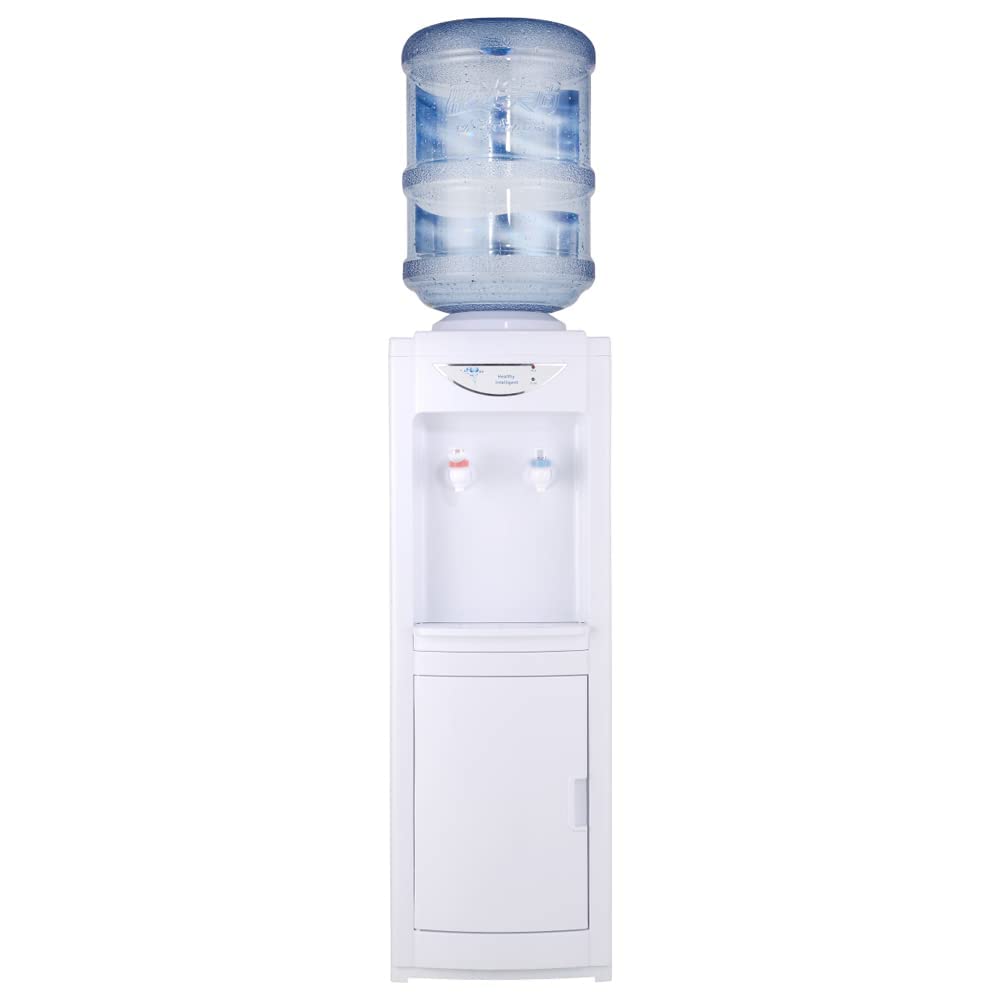 Water Cooler Dispenser for 5 Gallon, Hot and Cold Top Loading Water Dispenser with Storage Cabinet Child Safety Lock for Indoor Home Office