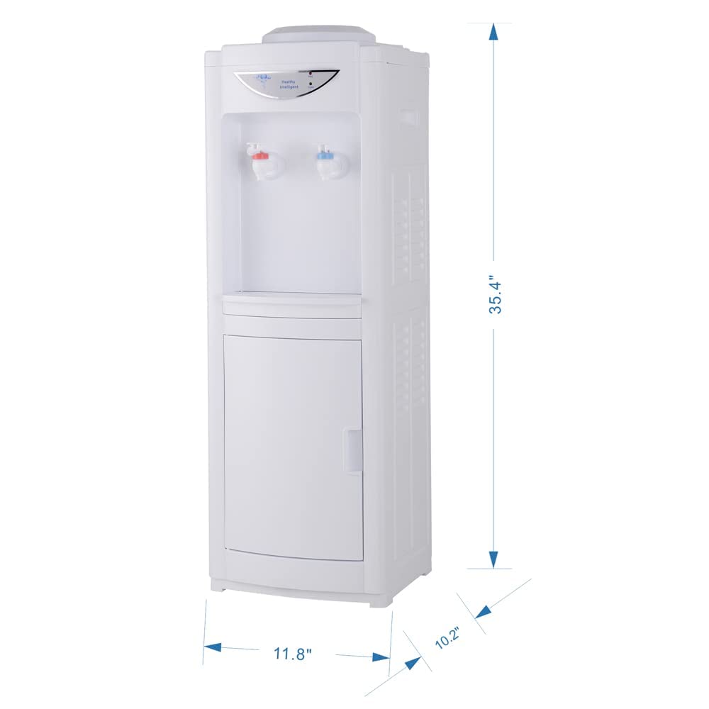 Water Cooler Dispenser for 5 Gallon, Hot and Cold Top Loading Water Dispenser with Storage Cabinet Child Safety Lock for Indoor Home Office