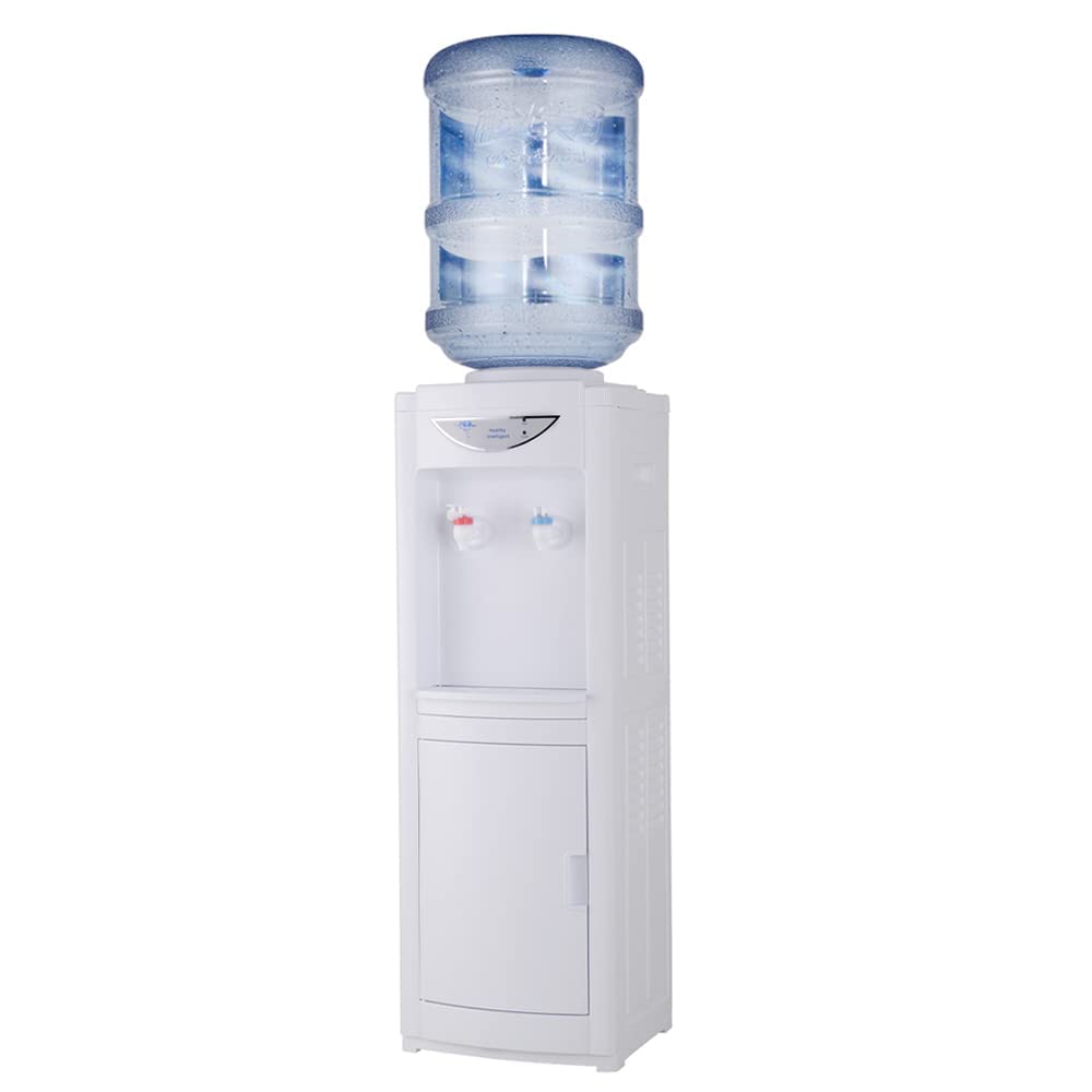 Water Cooler Dispenser for 5 Gallon, Hot and Cold Top Loading Water Dispenser with Storage Cabinet Child Safety Lock for Indoor Home Office