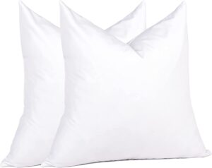 euro pillow inserts 24 x 24 (pack of 2, white), down feather pillow stuffer, premium white pillows for bed, couch, and cushion