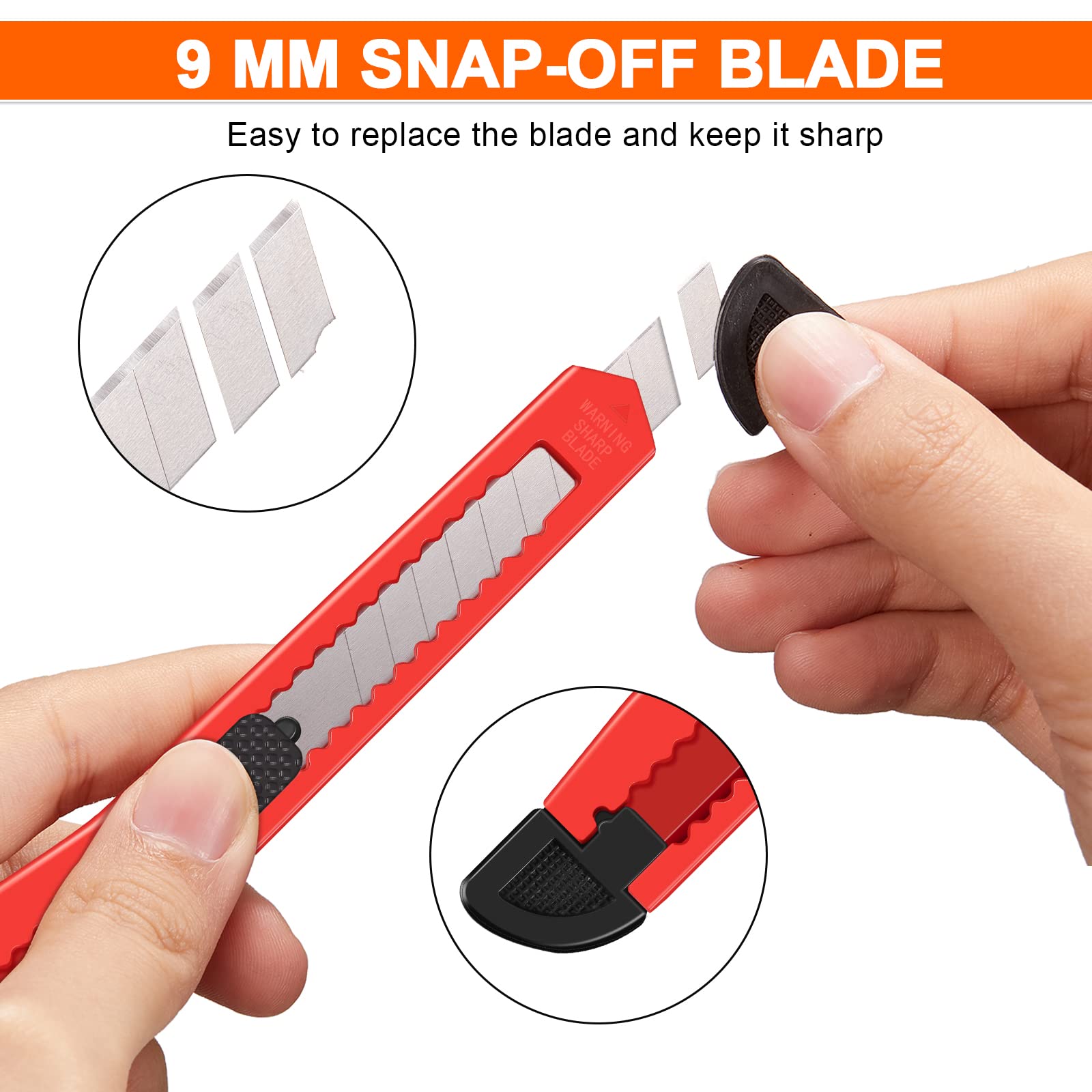 120 Utility Knife Box Cutters Utility Knife Retractable 9 mm Wide Blade Retractable Knife with Safety Lock Compact Box Cutter Knife Replacement for Home Office Arts Crafts Hobby