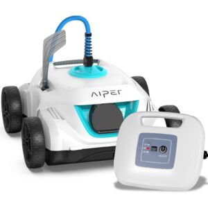 aiper robotic pool cleaner, pool vacuum for above ground pools up to 33 feet, automatic pool vacuum with dual-drive motors - lightweight and easy to clean - orca 800…