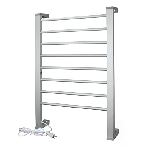 ELEGANTLIFE Electric Towel Warmer with Built-in Timer Auto Power Cutoff,Heavy Feet Steady Freestanding & Wall Mount Towel Warmers for Bathroom,8 Bars Heated Towel Rack Aluminum Oversized