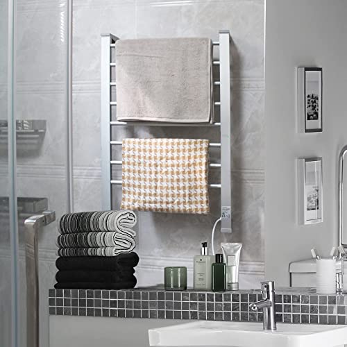 ELEGANTLIFE Electric Towel Warmer with Built-in Timer Auto Power Cutoff,Heavy Feet Steady Freestanding & Wall Mount Towel Warmers for Bathroom,8 Bars Heated Towel Rack Aluminum Oversized