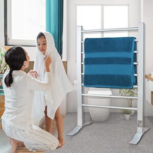 ELEGANTLIFE Electric Towel Warmer with Built-in Timer Auto Power Cutoff,Heavy Feet Steady Freestanding & Wall Mount Towel Warmers for Bathroom,8 Bars Heated Towel Rack Aluminum Oversized