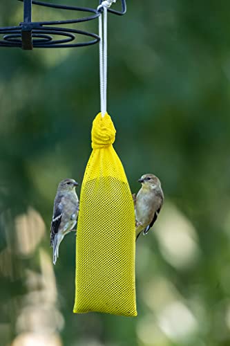 Mr. Canary Yellow 'Pair of Socks' Finch Sock Feeders, 2pk, Seed-Filled All-Season Feeders, 24oz Total