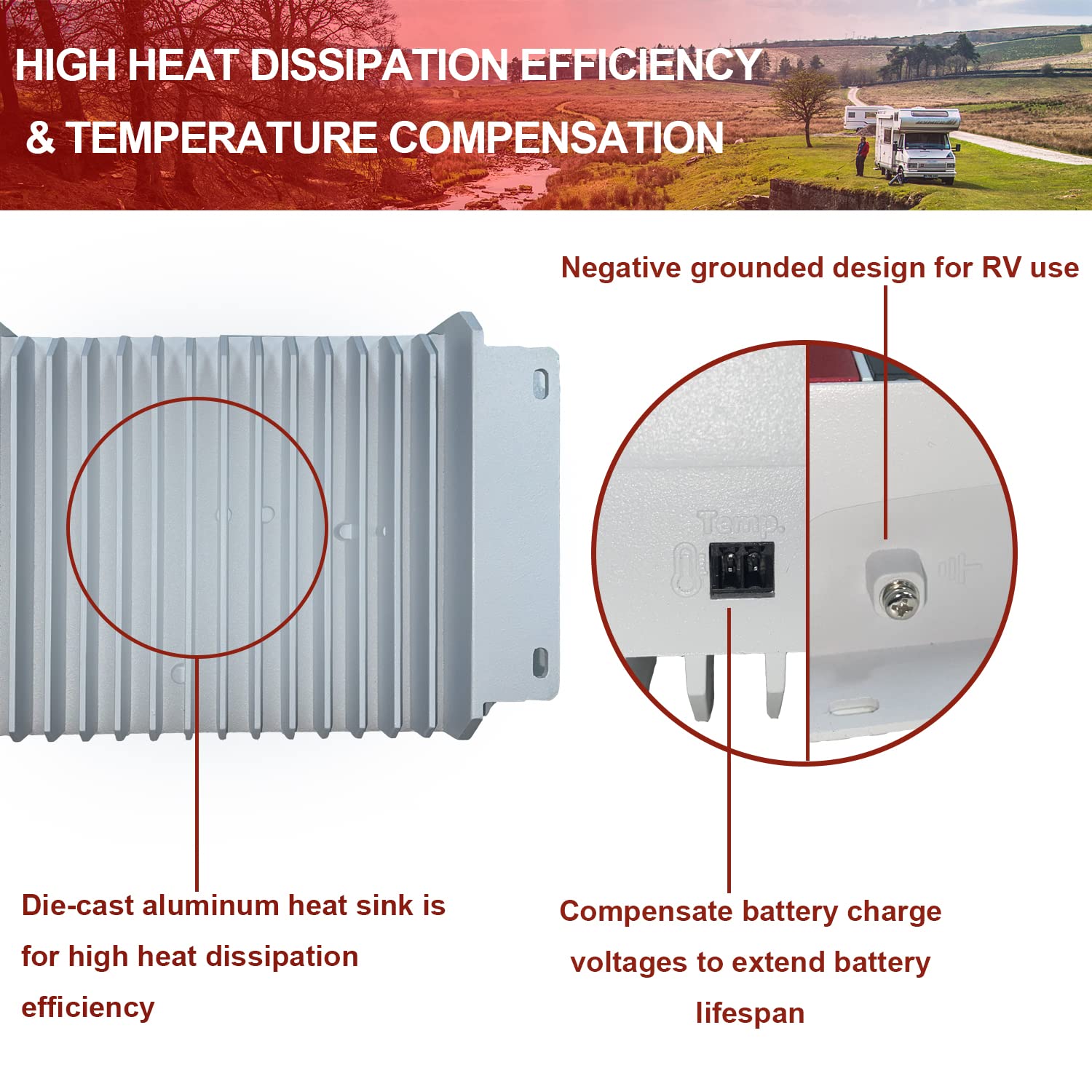 Y&H 20A MPPT Solar Charge Controller 12V/24V DC Input Negative Ground Controller with Bluetooth LCD Display Touch Screen,Solar Panel Regulator for AGM, Gel, Flooded, and Lithium