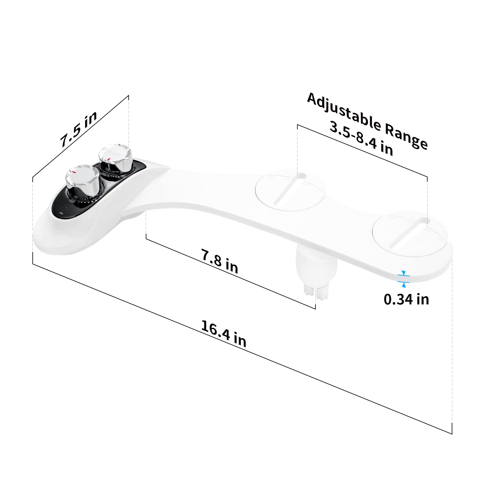 Bidet Attachment for Toilet Warm Water, Low Battery Consumption Temperature Display, Fresh Water Sprayer, Non-Electric Manual Bidet, Dual Nozzle Self Cleaning Hot and Cold Bidet Attachment