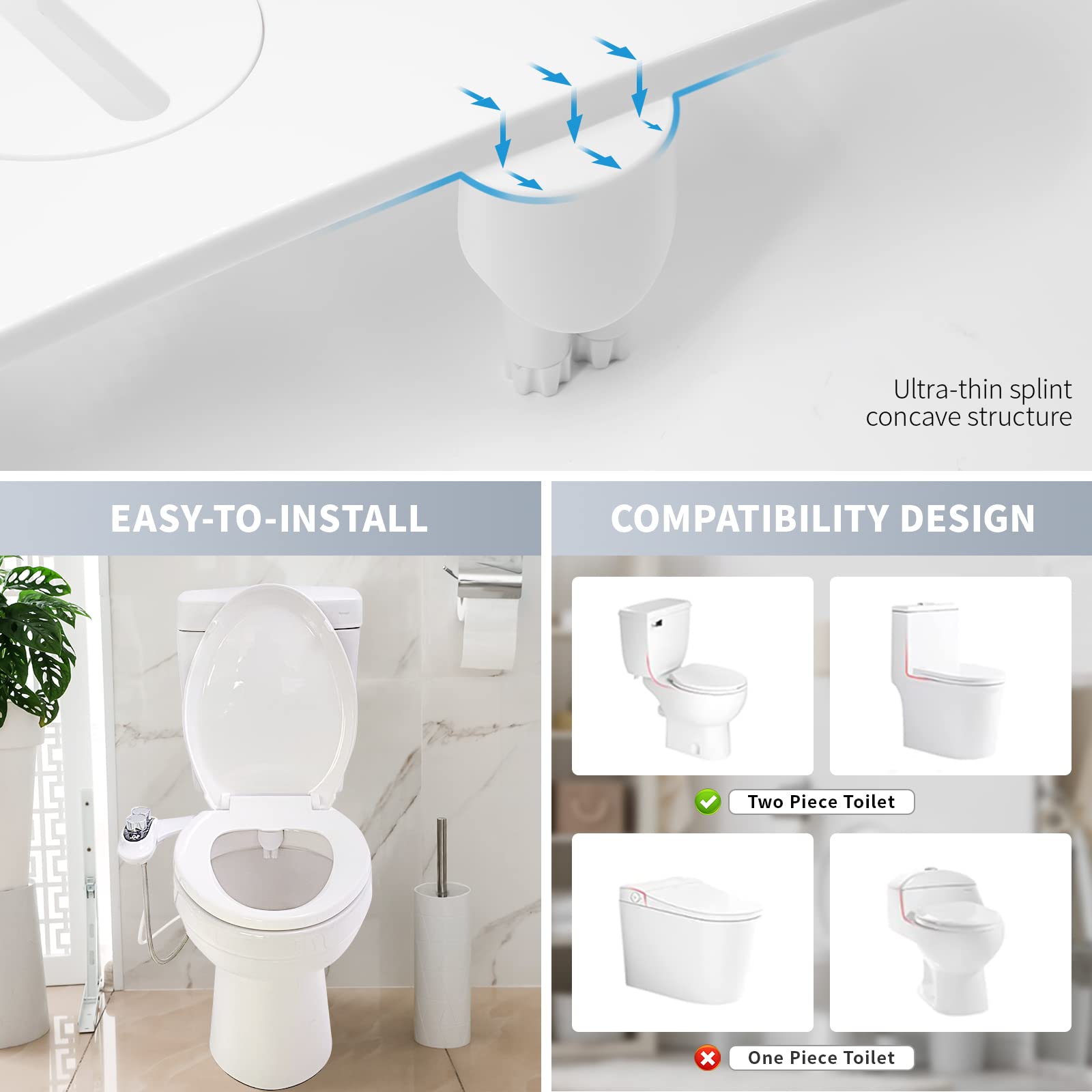 Bidet Attachment for Toilet Warm Water, Low Battery Consumption Temperature Display, Fresh Water Sprayer, Non-Electric Manual Bidet, Dual Nozzle Self Cleaning Hot and Cold Bidet Attachment