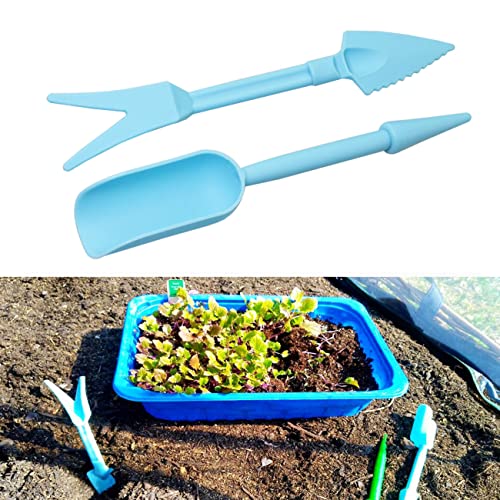 PZRT 3IN1 Succulent Plant Tools Set Blue Small Gardening Planter Tools DIY Bonsai Plant Helper (1 x Soil Scoop + 1 x Drill + 1 x Seedling Transplant Device)