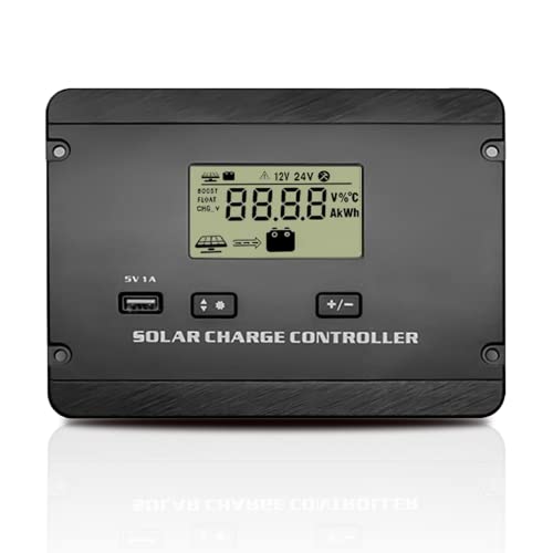 Y&H 30A 12V/24V Flush Mount PWM Negative Ground Solar Charge Controller w/ LCD Display USB Ports, Solar Panel Regulator for Flooded, AGM, Gel, Lithium